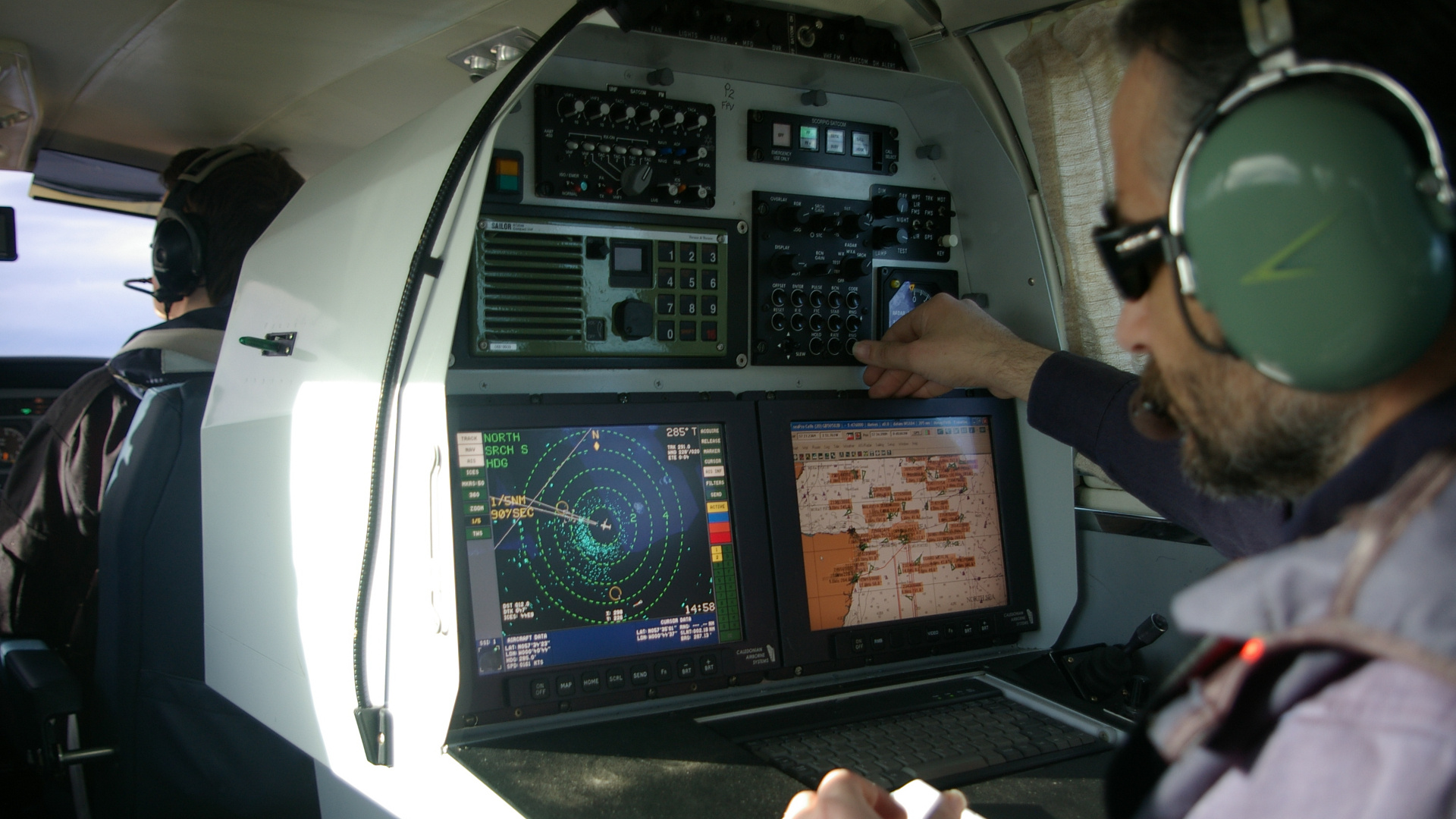 An early variant of Caledonian’s Scorpio Mission System operating on an F-406.